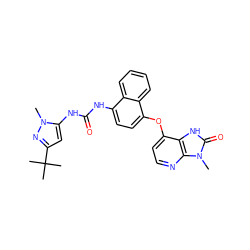Cn1nc(C(C)(C)C)cc1NC(=O)Nc1ccc(Oc2ccnc3c2[nH]c(=O)n3C)c2ccccc12 ZINC000049071690