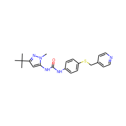 Cn1nc(C(C)(C)C)cc1NC(=O)Nc1ccc(SCc2ccncc2)cc1 ZINC000013442547