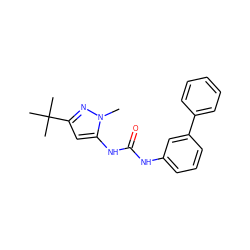 Cn1nc(C(C)(C)C)cc1NC(=O)Nc1cccc(-c2ccccc2)c1 ZINC000003834017