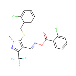 Cn1nc(C(F)(F)F)c(/C=N/OC(=O)c2ccccc2Cl)c1SCc1ccccc1Cl ZINC000003052467