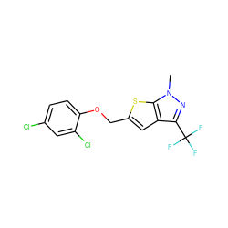 Cn1nc(C(F)(F)F)c2cc(COc3ccc(Cl)cc3Cl)sc21 ZINC000005943377