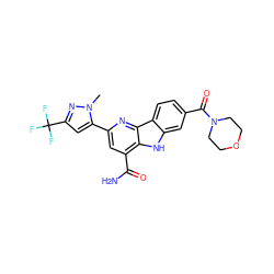 Cn1nc(C(F)(F)F)cc1-c1cc(C(N)=O)c2[nH]c3cc(C(=O)N4CCOCC4)ccc3c2n1 ZINC000113208523