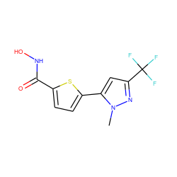 Cn1nc(C(F)(F)F)cc1-c1ccc(C(=O)NO)s1 ZINC000003818533