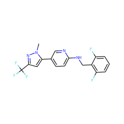 Cn1nc(C(F)(F)F)cc1-c1ccc(NCc2c(F)cccc2F)nc1 ZINC000207714902