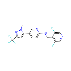 Cn1nc(C(F)(F)F)cc1-c1ccc(NCc2c(F)cncc2F)nc1 ZINC000149809561