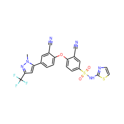 Cn1nc(C(F)(F)F)cc1-c1ccc(Oc2ccc(S(=O)(=O)Nc3nccs3)cc2C#N)c(C#N)c1 ZINC000095581197