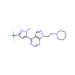 Cn1nc(C(F)(F)F)cc1-c1ncnc2c1cnn2CCN1CCCCC1 ZINC000207168632