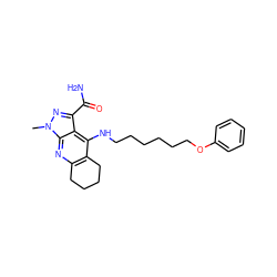 Cn1nc(C(N)=O)c2c(NCCCCCCOc3ccccc3)c3c(nc21)CCCC3 ZINC000084714613