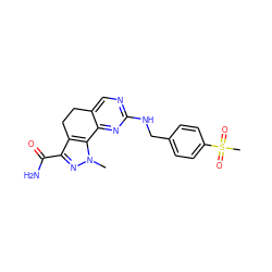 Cn1nc(C(N)=O)c2c1-c1nc(NCc3ccc(S(C)(=O)=O)cc3)ncc1CC2 ZINC000045365757