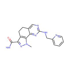 Cn1nc(C(N)=O)c2c1-c1nc(NCc3ccccn3)ncc1CC2 ZINC000045389007