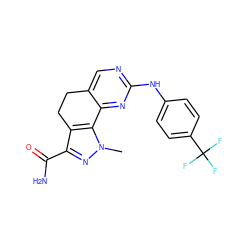 Cn1nc(C(N)=O)c2c1-c1nc(Nc3ccc(C(F)(F)F)cc3)ncc1CC2 ZINC000049784152