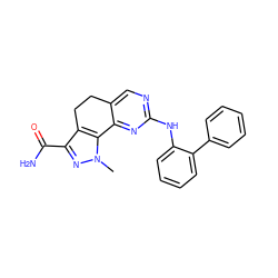 Cn1nc(C(N)=O)c2c1-c1nc(Nc3ccccc3-c3ccccc3)ncc1CC2 ZINC000049072542