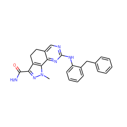 Cn1nc(C(N)=O)c2c1-c1nc(Nc3ccccc3Cc3ccccc3)ncc1CC2 ZINC000049073517