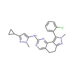 Cn1nc(C2CC2)cc1Nc1ncc2c(n1)-c1c(nn(C)c1-c1ccccc1Cl)CC2 ZINC000143044221