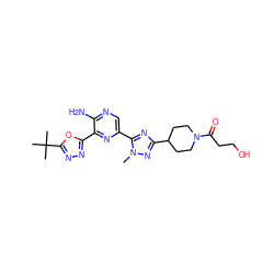 Cn1nc(C2CCN(C(=O)CCO)CC2)nc1-c1cnc(N)c(-c2nnc(C(C)(C)C)o2)n1 ZINC000145611032