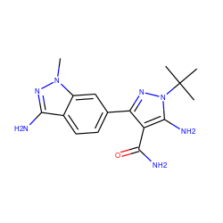 Cn1nc(N)c2ccc(-c3nn(C(C)(C)C)c(N)c3C(N)=O)cc21 ZINC000103252536