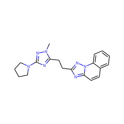 Cn1nc(N2CCCC2)nc1CCc1nc2ccc3ccccc3n2n1 ZINC000142779818