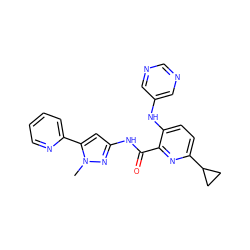 Cn1nc(NC(=O)c2nc(C3CC3)ccc2Nc2cncnc2)cc1-c1ccccn1 ZINC000096167431