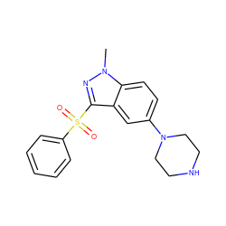 Cn1nc(S(=O)(=O)c2ccccc2)c2cc(N3CCNCC3)ccc21 ZINC000003962825