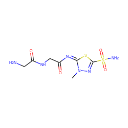 Cn1nc(S(N)(=O)=O)s/c1=N/C(=O)CNC(=O)CN ZINC000013800650