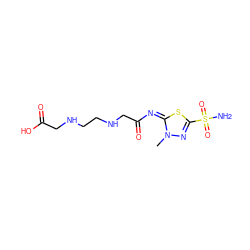 Cn1nc(S(N)(=O)=O)s/c1=N/C(=O)CNCCNCC(=O)O ZINC000022925415