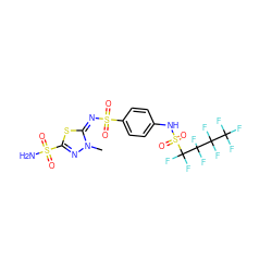 Cn1nc(S(N)(=O)=O)s/c1=N/S(=O)(=O)c1ccc(NS(=O)(=O)C(F)(F)C(F)(F)C(F)(F)C(F)(F)F)cc1 ZINC000034718147