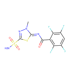 Cn1nc(S(N)(=O)=O)s/c1=N\C(=O)c1c(F)c(F)cc(F)c1F ZINC000100825453