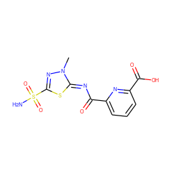 Cn1nc(S(N)(=O)=O)s/c1=N\C(=O)c1cccc(C(=O)O)n1 ZINC000013799137