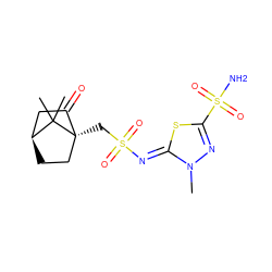 Cn1nc(S(N)(=O)=O)s/c1=N\S(=O)(=O)C[C@@]12CC[C@@H](CC1=O)C2(C)C ZINC000066078724