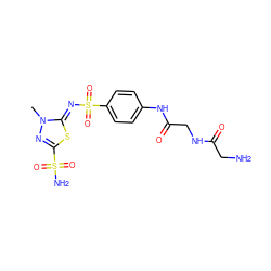 Cn1nc(S(N)(=O)=O)s/c1=N\S(=O)(=O)c1ccc(NC(=O)CNC(=O)CN)cc1 ZINC000013800657