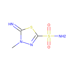 Cn1nc(S(N)(=O)=O)sc1=N ZINC000005423825