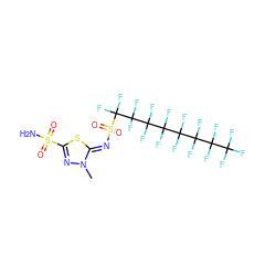 Cn1nc(S(N)(=O)=O)sc1=NS(=O)(=O)C(F)(F)C(F)(F)C(F)(F)C(F)(F)C(F)(F)C(F)(F)C(F)(F)C(F)(F)F ZINC000253643349
