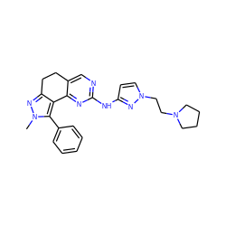 Cn1nc2c(c1-c1ccccc1)-c1nc(Nc3ccn(CCN4CCCC4)n3)ncc1CC2 ZINC000169702279