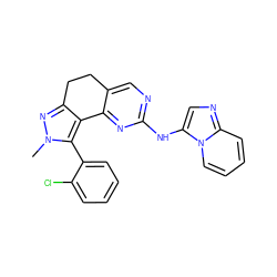 Cn1nc2c(c1-c1ccccc1Cl)-c1nc(Nc3cnc4ccccn34)ncc1CC2 ZINC000143029027