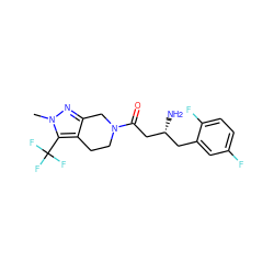 Cn1nc2c(c1C(F)(F)F)CCN(C(=O)C[C@H](N)Cc1cc(F)ccc1F)C2 ZINC000014948982