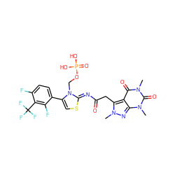 Cn1nc2c(c1CC(=O)/N=c1\scc(-c3ccc(F)c(C(F)(F)F)c3F)n1COP(=O)(O)O)c(=O)n(C)c(=O)n2C ZINC000168928440