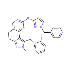 Cn1nc2c(c1Cc1ccccc1Cl)-c1nc(Nc3ccn(Cc4ccncc4)n3)ncc1CC2 ZINC000169702308