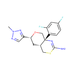 Cn1ncc([C@H]2C[C@H]3CSC(N)=N[C@@]3(c3ccc(F)cc3F)CO2)n1 ZINC000169708474