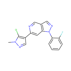 Cn1ncc(-c2cc3c(cn2)cnn3-c2ccccc2F)c1Cl ZINC000224854199