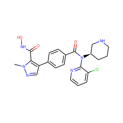 Cn1ncc(-c2ccc(C(=O)N(c3ncccc3Cl)[C@@H]3CCCNC3)cc2)c1C(=O)NO ZINC001772628643