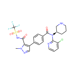 Cn1ncc(-c2ccc(C(=O)N(c3ncccc3Cl)[C@@H]3CCCNC3)cc2)c1C(=O)NS(=O)(=O)C(F)(F)F ZINC000219147835