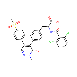 Cn1ncc(-c2ccc(S(C)(=O)=O)cc2)c(-c2ccc(C[C@H](NC(=O)c3c(Cl)cccc3Cl)C(=O)O)cc2)c1=O ZINC000029127781