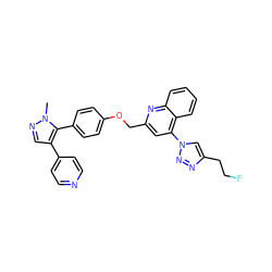 Cn1ncc(-c2ccncc2)c1-c1ccc(OCc2cc(-n3cc(CCF)nn3)c3ccccc3n2)cc1 ZINC000473158137