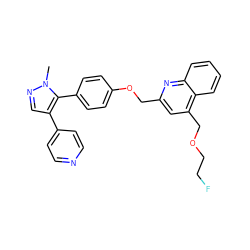 Cn1ncc(-c2ccncc2)c1-c1ccc(OCc2cc(COCCF)c3ccccc3n2)cc1 ZINC000473154663