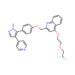 Cn1ncc(-c2ccncc2)c1-c1ccc(OCc2cc(OCCOCCF)c3ccccc3n2)cc1 ZINC000473161135