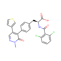 Cn1ncc(-c2ccsc2)c(-c2ccc(C[C@H](NC(=O)c3c(Cl)cccc3Cl)C(=O)O)cc2)c1=O ZINC000029127653