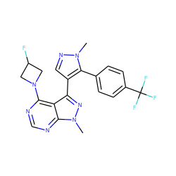 Cn1ncc(-c2nn(C)c3ncnc(N4CC(F)C4)c23)c1-c1ccc(C(F)(F)F)cc1 ZINC000169706109