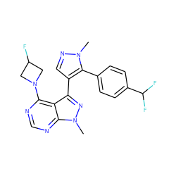 Cn1ncc(-c2nn(C)c3ncnc(N4CC(F)C4)c23)c1-c1ccc(C(F)F)cc1 ZINC000169706124