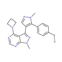 Cn1ncc(-c2nn(C)c3ncnc(N4CCC4)c23)c1-c1ccc(CBr)cc1 ZINC000169706111