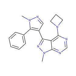 Cn1ncc(-c2nn(C)c3ncnc(N4CCC4)c23)c1-c1ccccc1 ZINC001772651651